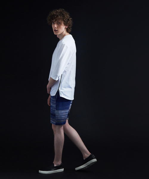 5351 POUR LES HOMMES(ゴーサンゴーイチプールオム)の「サイドZIP 異素材 七部 Tシャツ(Tシャツ/カットソー・メンズ・ホワイト/グレー/ブラック・44/46/48/50)」の7枚目の写真