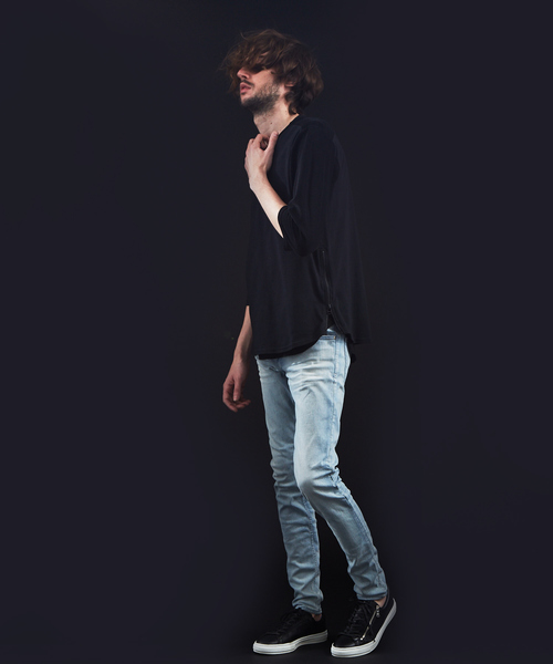 5351 POUR LES HOMMES(ゴーサンゴーイチプールオム)の「サイドZIP 異素材 七部 Tシャツ(Tシャツ/カットソー・メンズ・ホワイト/グレー/ブラック・44/46/48/50)」の5枚目の写真