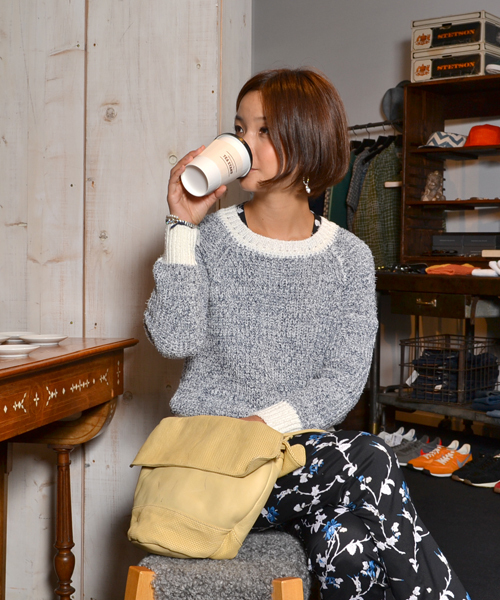 AMERICAN RAG CIE（アメリカンラグシー）の「MIX片畔PO/AIE-L141-KN018（ニット/セーター・レディース・ネイビー/レッド・FREE）」の2枚目の写真