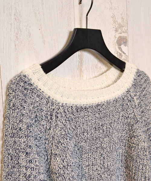 AMERICAN RAG CIE（アメリカンラグシー）の「MIX片畔PO/AIE-L141-KN018（ニット/セーター・レディース・ネイビー/レッド・FREE）」の9枚目の写真