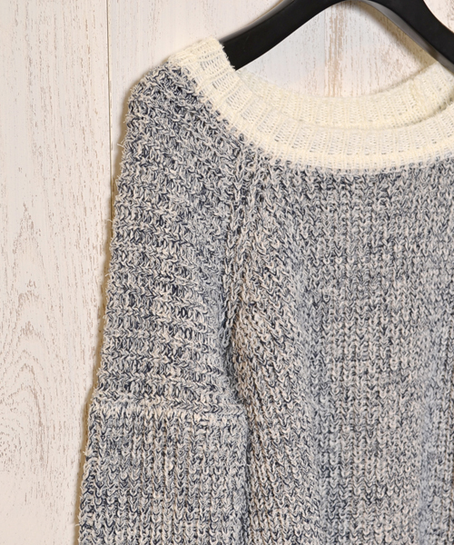 AMERICAN RAG CIE（アメリカンラグシー）の「MIX片畔PO/AIE-L141-KN018（ニット/セーター・レディース・ネイビー/レッド・FREE）」の10枚目の写真