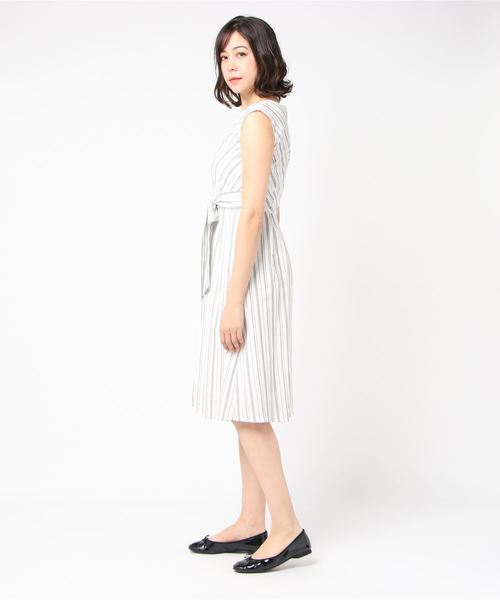 12Twelve Agenda(トゥエルブ アジェンダ)の「ピケストライプフレアワンピース(ワンピース・レディース・ネイビー/オフホワイト・M)」の7枚目の写真