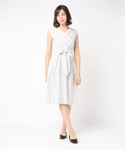 12Twelve Agenda(トゥエルブ アジェンダ)の「ピケストライプフレアワンピース(ワンピース・レディース・ネイビー/オフホワイト・M)」の5枚目の写真