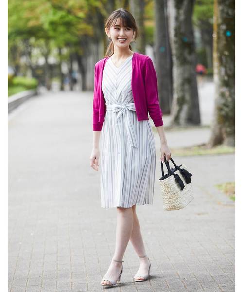 12Twelve Agenda(トゥエルブ アジェンダ)の「ピケストライプフレアワンピース(ワンピース・レディース・ネイビー/オフホワイト・M)」の9枚目の写真
