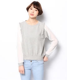 DISCOAT | 【Discoat】生地JQD袖シフォンプルオーバー(Tシャツ/カットソー)