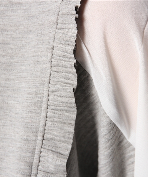 DISCOAT(ディスコート)の「【Discoat】生地JQD袖シフォンプルオーバー(Tシャツ/カットソー・レディース・オフホワイト/サーモンピンク/ブラック/グレー・フリ-)」の10枚目の写真