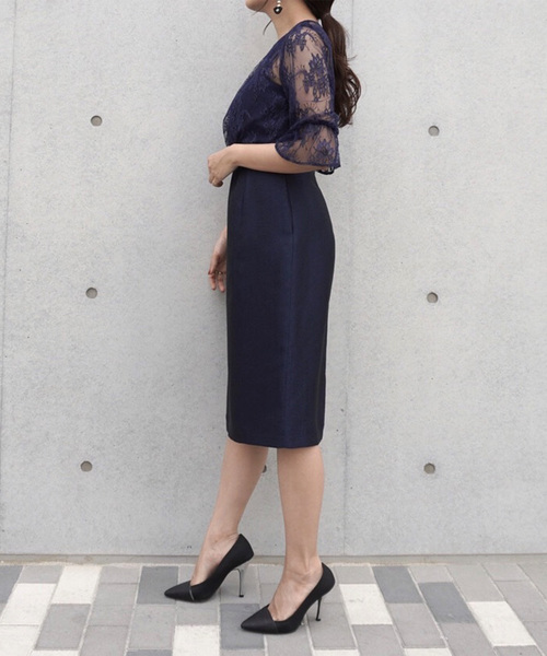 kaene（カエン）の「レース×ジャガードワンピース（ドレス・レディース・ブラック/ネイビー/ピンク・38/36/34）」の10枚目の写真