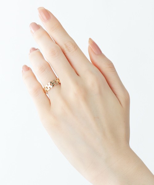 COCOSHNIK(ココシュニック)の「チェーンモチーフ ブロックリング(リング・レディース・ホワイト系その他7・12号/14号)」の5枚目の写真