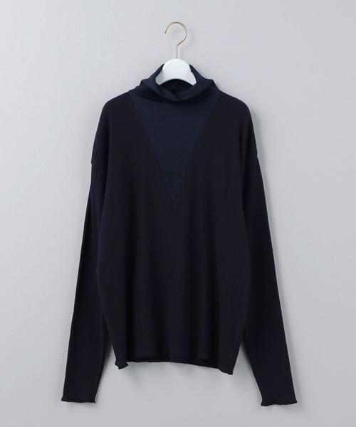 6（ロク）の「＜6(ROKU)＞SILK HIGH NECK RIB PULLOVER/カットソー（Tシャツ/カットソー・レディース・オフホワイト/ネイビー・FREE）」の5枚目の写真