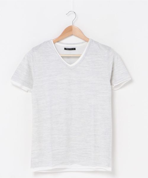 INNOCENT(イノセント)の「アンサンブルVネック半袖Tシャツ(Tシャツ/カットソー・レディース・グレー/ネイビー/ワインレッド/ホワイト/ブラック・MEDIUM/X-LARGE/LARGE)」の2枚目の写真