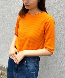 Tシャツ/カットソー（オレンジ/橙色系・タートルネック/ハイネック