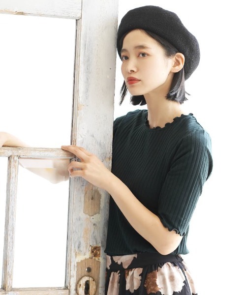 zootie（ズーティー）の「【ZOZO限定カラー発売中！】 ハーフスリーブ リブカットソー（Tシャツ/カットソー・レディース・レッド/ブラック/ホワイト/ネイビー/杢グレー/イエロー系その他/ピンク系その他/チャコール/アイボリー/ライトカーキ/ブルー系その他/キャメル/ベージュ/オレンジ/ダークパープル/ライトブルー/ダークグリーン/ピンク系その他3/グレイッシュベージュ/ピンク系その他2/レッド系その他/ベビーピンク/ホワイト×ブラック/グレー系その他/ケリーグリーン/ベージュ×ブラック/ブルー/イエロー系その他2/ブラック×ホワイト/ブルー系その他2/シアン/オレンジ系その他/ホワイト系その他/グレー系その他2/グリーン系その他2/テラコッタ/サーモンピンク/カーキブラウン/ホワイト系その他2・M/L/LL）」の18枚目の写真