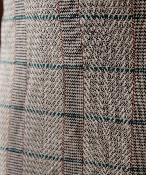 natural couture（ナチュラルクチュール）の「裾フリンジチェックナロースカート（スカート・レディース・ベージュ/ブルー・FREE）」の6枚目の写真