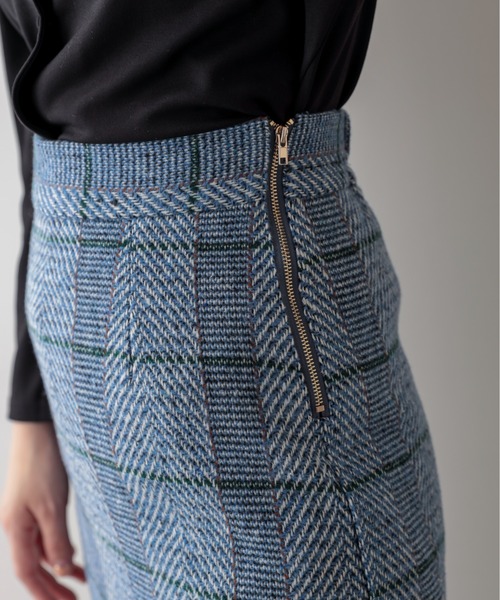 natural couture（ナチュラルクチュール）の「裾フリンジチェックナロースカート（スカート・レディース・ベージュ/ブルー・FREE）」の14枚目の写真