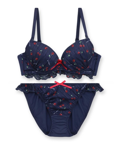 fran de lingerie(フランデランジェリー)の「Cutie キューティー ブラ&ショーツセット B65-E75カップ(ブラ&ショーツ)」|ブルー系その他
