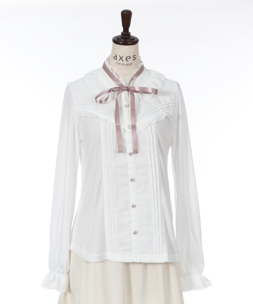 axes femme(アクシーズファム)の「ヨーク切り替えプルカットソー(Tシャツ/カットソー・レディース・ブラック/ホワイト/ベージュ・MEDIUM)」の4枚目の写真