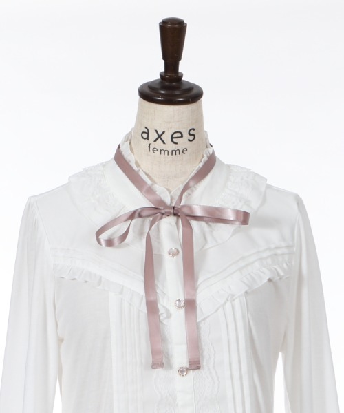 axes femme(アクシーズファム)の「ヨーク切り替えプルカットソー(Tシャツ/カットソー・レディース・ブラック/ホワイト/ベージュ・MEDIUM)」の7枚目の写真