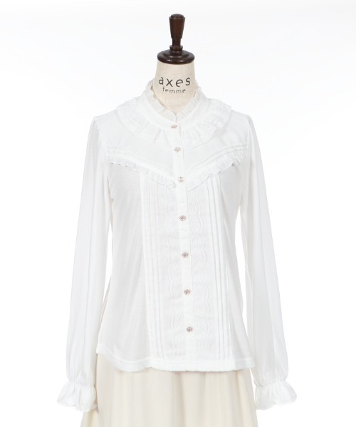 axes femme(アクシーズファム)の「ヨーク切り替えプルカットソー(Tシャツ/カットソー・レディース・ブラック/ホワイト/ベージュ・MEDIUM)」の9枚目の写真