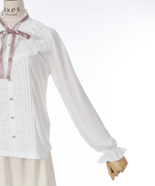 axes femme(アクシーズファム)の「ヨーク切り替えプルカットソー(Tシャツ/カットソー・レディース・ブラック/ホワイト/ベージュ・MEDIUM)」の13枚目の写真