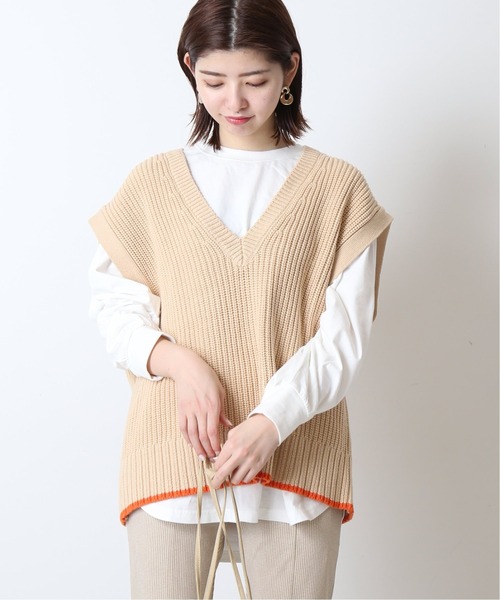 Simplicite(サンプリシテ)の「ニットベスト ロンTEE SET◆(ニット/セーター・レディース・ホワイト/ベージュ/ネイビー・FREE)」の2枚目の写真