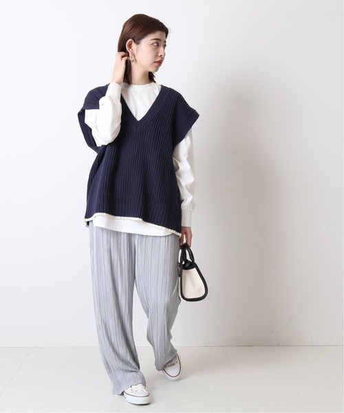 Simplicite(サンプリシテ)の「ニットベスト ロンTEE SET◆(ニット/セーター・レディース・ホワイト/ベージュ/ネイビー・FREE)」の8枚目の写真