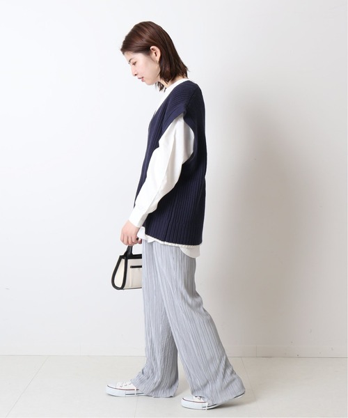 Simplicite(サンプリシテ)の「ニットベスト ロンTEE SET◆(ニット/セーター・レディース・ホワイト/ベージュ/ネイビー・FREE)」の9枚目の写真