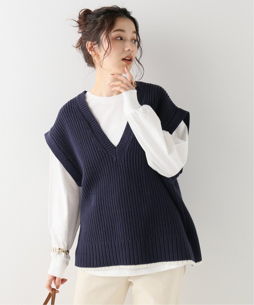 Simplicite(サンプリシテ)の「ニットベスト ロンTEE SET◆(ニット/セーター・レディース・ホワイト/ベージュ/ネイビー・FREE)」の17枚目の写真