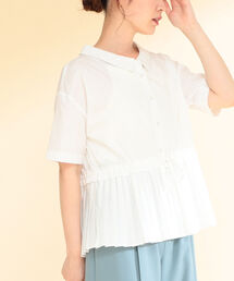 Ray BEAMS | Ray BEAMS / プリーツ キリカエ ハーフスリーブ シャツ(シャツ/ブラウス)