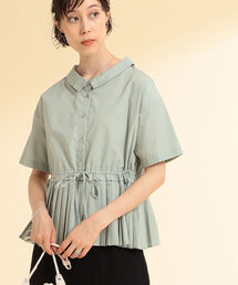 Ray BEAMS | Ray BEAMS / プリーツ キリカエ ハーフスリーブ シャツ(シャツ/ブラウス)