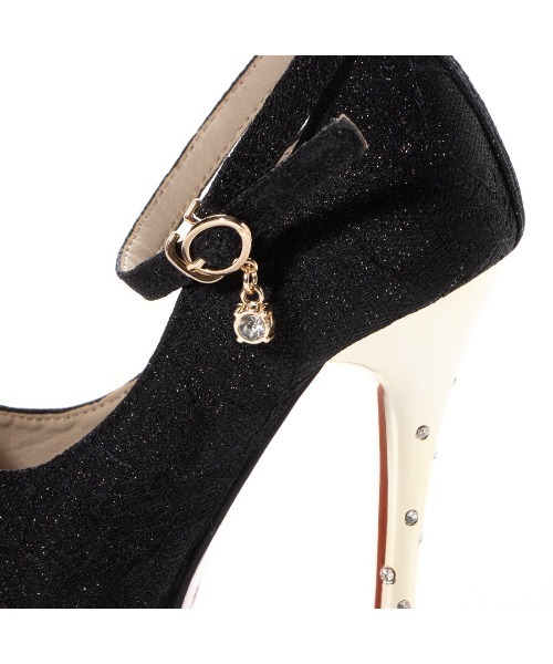 Elvis Luce（エルビスルーチェ）の「ElvisLuce(エルビスルーチェ) オープントゥアンクルストラップストーム入り厚底 パンプス（パンプス・レディース・ブラック/シルバー/ゴールド・LL/S/M/L）」の18枚目の写真