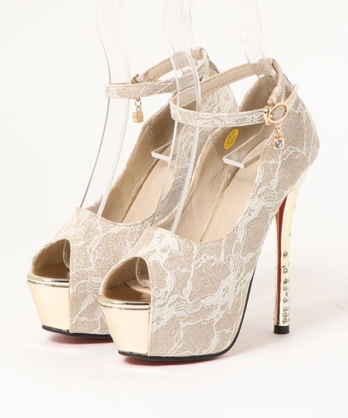 Elvis Luce（エルビスルーチェ）の「ElvisLuce(エルビスルーチェ) オープントゥアンクルストラップストーム入り厚底 パンプス（パンプス・レディース・ブラック/シルバー/ゴールド・LL/S/M/L）」の22枚目の写真