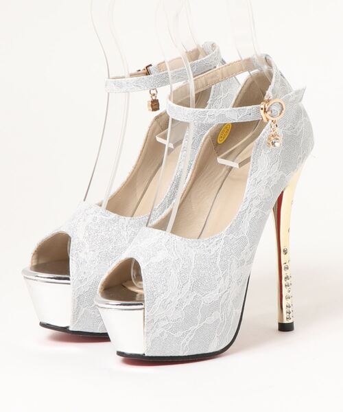 Elvis Luce（エルビスルーチェ）の「ElvisLuce(エルビスルーチェ) オープントゥアンクルストラップストーム入り厚底 パンプス（パンプス・レディース・ブラック/シルバー/ゴールド・LL/S/M/L）」の21枚目の写真