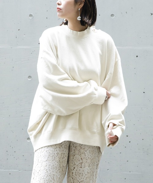 AS KNOW AS PINKY(アズノゥアズピンキー)の「ぱっくりウォッシュ裏毛プルオーバー(スウェット・レディース・ライトピンク/杢グレー/アイボリー/ブラック・FREE)」の1枚目の写真