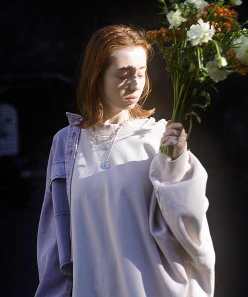 AS KNOW AS PINKY(アズノゥアズピンキー)の「ぱっくりウォッシュ裏毛プルオーバー(スウェット・レディース・ライトピンク/杢グレー/アイボリー/ブラック・FREE)」の19枚目の写真