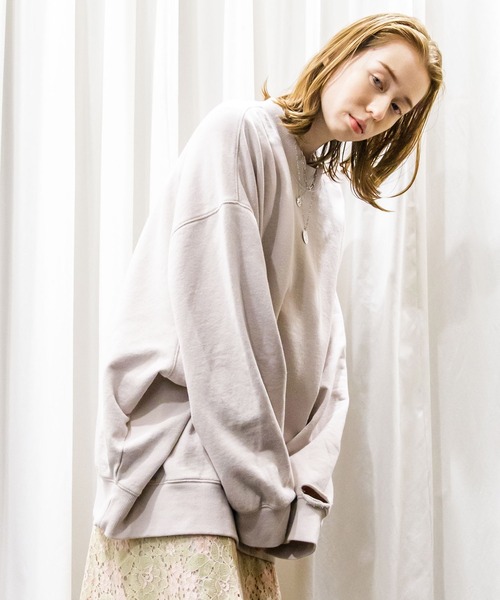 AS KNOW AS PINKY(アズノゥアズピンキー)の「ぱっくりウォッシュ裏毛プルオーバー(スウェット・レディース・ライトピンク/杢グレー/アイボリー/ブラック・FREE)」の17枚目の写真