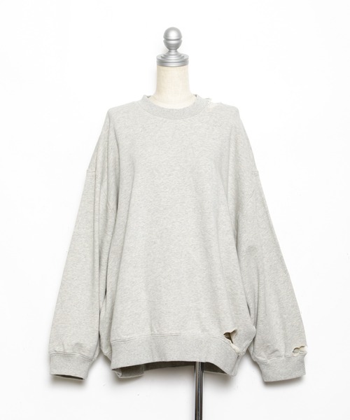 AS KNOW AS PINKY(アズノゥアズピンキー)の「ぱっくりウォッシュ裏毛プルオーバー(スウェット・レディース・ライトピンク/杢グレー/アイボリー/ブラック・FREE)」の10枚目の写真