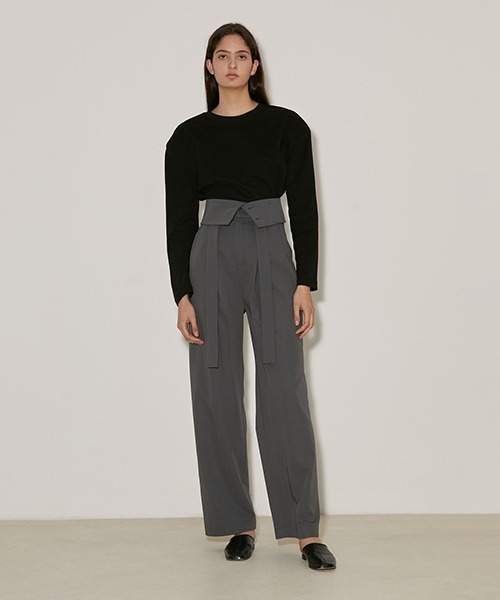 UNSPOKEN（アンスポクン）の「【UNSPOKEN】Super high-waist pants FAZ20063chw（スラックス・レディース・グレー・S/L/M）」の7枚目の写真