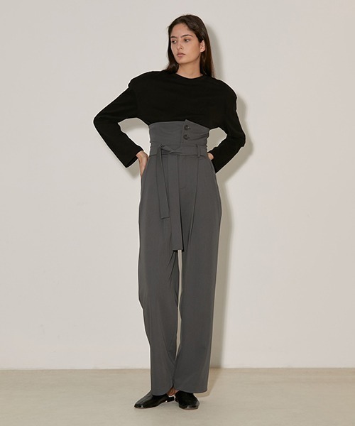UNSPOKEN（アンスポクン）の「【UNSPOKEN】Super high-waist pants FAZ20063chw（スラックス・レディース・グレー・S/L/M）」の9枚目の写真