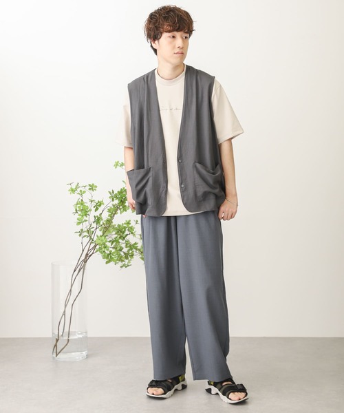 SENSE OF PLACE by URBAN RESEARCH(センスオブプレイスバイアーバンリサーチ)の「リネンライクタックワイドパンツ(その他パンツ・メンズ・ブルー/アイボリー/ブラウン/チャコールグレー/ミント・LARGE/MEDIUM)」の9枚目の写真