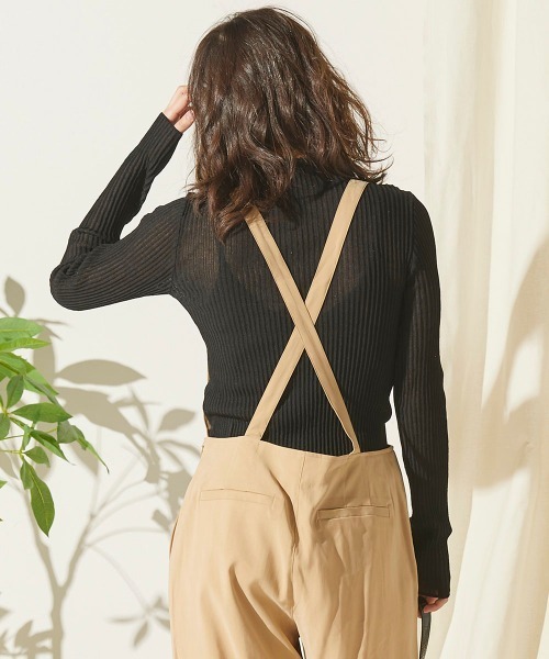 Willful by lipstar（ウィルフル バイ リップスター）の「【WEB別注】【Willful by lipstar】【セット商品】12Ｇシアーニットボトルネックキャミセット（ニット/セーター・レディース・ブラック/ベージュ/オフホワイト/グリーン・M）」の3枚目の写真