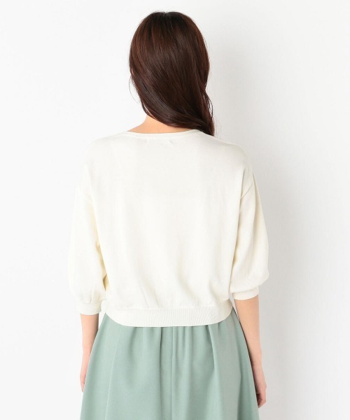 MEW'S REFINED CLOTHES(ミューズリファインドクローズ)の「ウォッシャブルパフゆるカーディガン(カーディガン/ボレロ・レディース・ネイビー/ホワイト/ライトブルー・MEDIUM)」の7枚目の写真