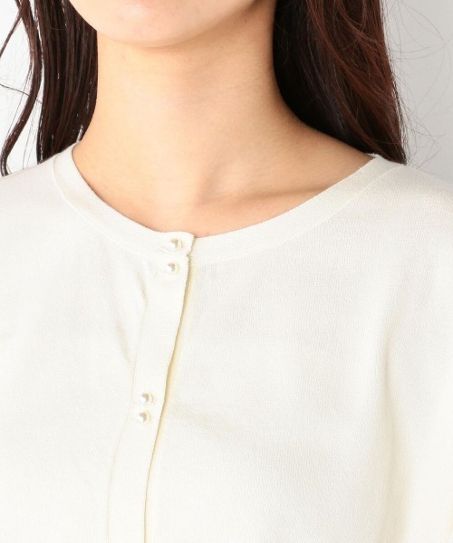 MEW'S REFINED CLOTHES(ミューズリファインドクローズ)の「ウォッシャブルパフゆるカーディガン(カーディガン/ボレロ・レディース・ネイビー/ホワイト/ライトブルー・MEDIUM)」の8枚目の写真