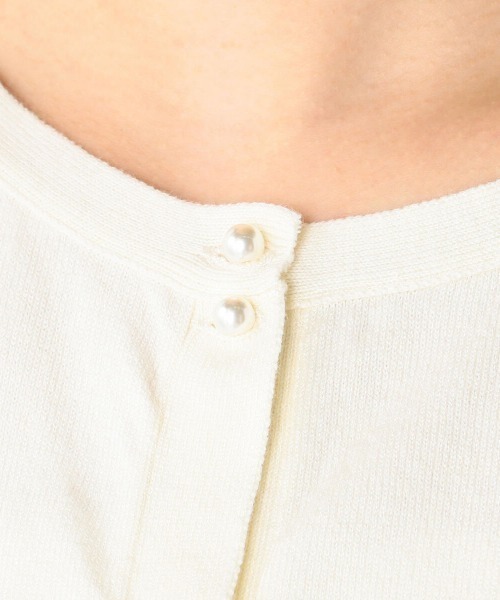 MEW'S REFINED CLOTHES(ミューズリファインドクローズ)の「ウォッシャブルパフゆるカーディガン(カーディガン/ボレロ・レディース・ネイビー/ホワイト/ライトブルー・MEDIUM)」の9枚目の写真