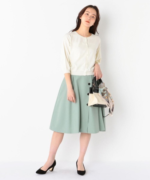 MEW'S REFINED CLOTHES(ミューズリファインドクローズ)の「ウォッシャブルパフゆるカーディガン(カーディガン/ボレロ・レディース・ネイビー/ホワイト/ライトブルー・MEDIUM)」の12枚目の写真