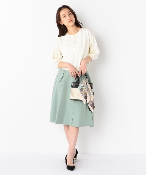 MEW'S REFINED CLOTHES(ミューズリファインドクローズ)の「ウォッシャブルパフゆるカーディガン(カーディガン/ボレロ・レディース・ネイビー/ホワイト/ライトブルー・MEDIUM)」の13枚目の写真