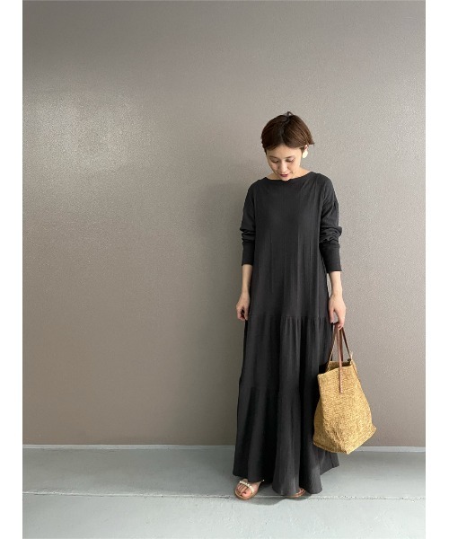 BEARDSLEY（ビアズリー）の「ツイストテレコワンピース（ワンピース・レディース・グレー/アイボリー・FREE）」の3枚目の写真