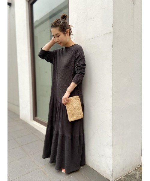 BEARDSLEY（ビアズリー）の「ツイストテレコワンピース（ワンピース・レディース・グレー/アイボリー・FREE）」の15枚目の写真