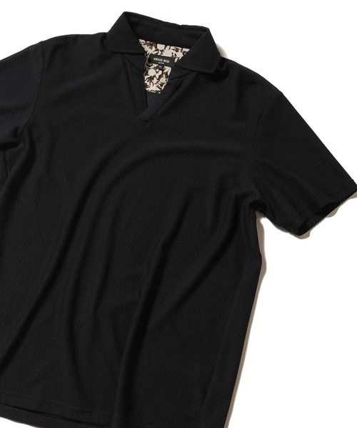 MEN'S BIGI（メンズビギ）の「ハニカムメッシュ スキッパーポロシャツ（ポロシャツ・メンズ・ベージュ/カーキ/ネイビー・1/2/3）」の3枚目の写真