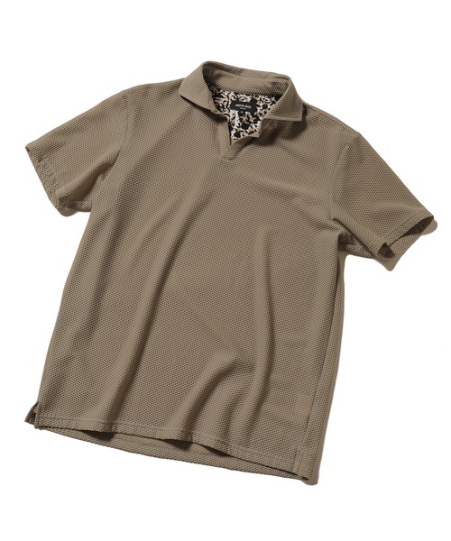 MEN'S BIGI（メンズビギ）の「ハニカムメッシュ スキッパーポロシャツ（ポロシャツ・メンズ・ベージュ/カーキ/ネイビー・1/2/3）」の7枚目の写真