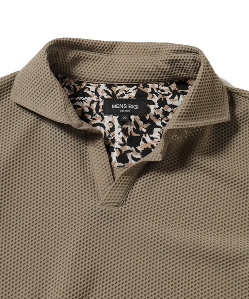 MEN'S BIGI（メンズビギ）の「ハニカムメッシュ スキッパーポロシャツ（ポロシャツ・メンズ・ベージュ/カーキ/ネイビー・1/2/3）」の8枚目の写真